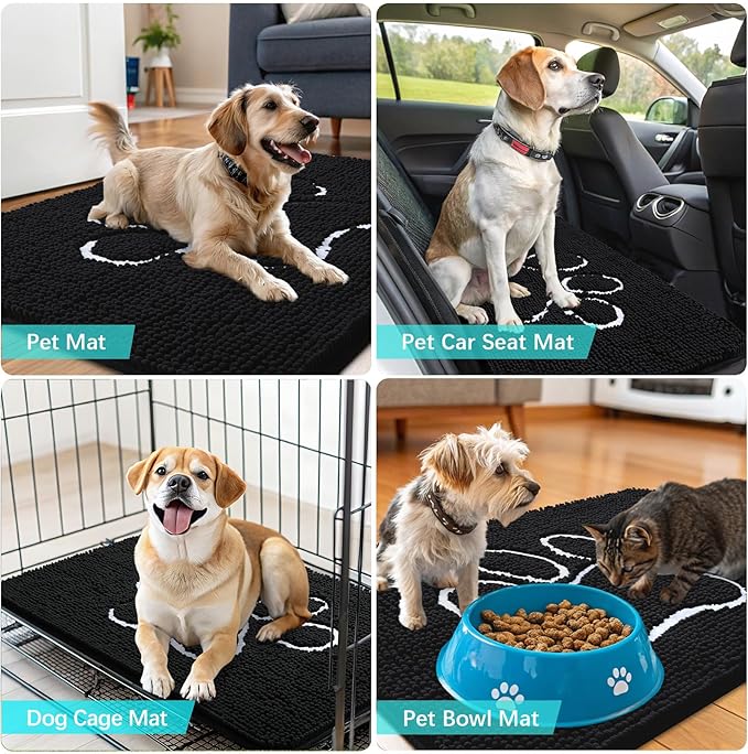 OLANLY Dog Door Mat for Muddy Paws 59x35, Paw Print Design, Absorbs Moisture - Image 7
