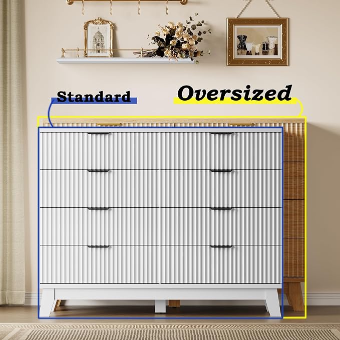 BORNOON 53" Tall Dresser for Bedroom, 8-Drawer Fluted Chest of Drawers - Image 3
