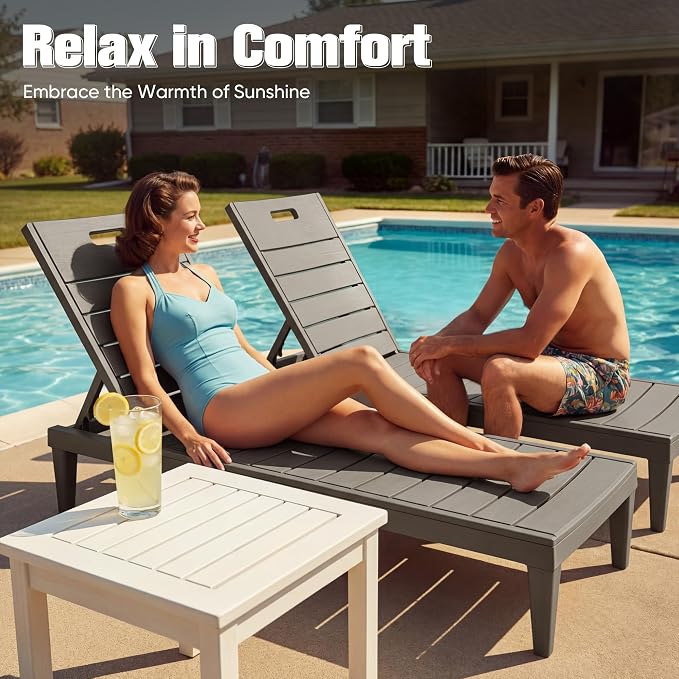 Devoko Outdoor Chaise Lounge Chair Set of 2 - Image 8
