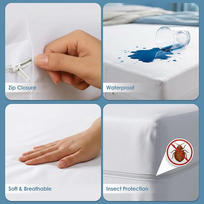 Utopia Bedding Mattress Protector Zippered California King Size, 100% - Image 2