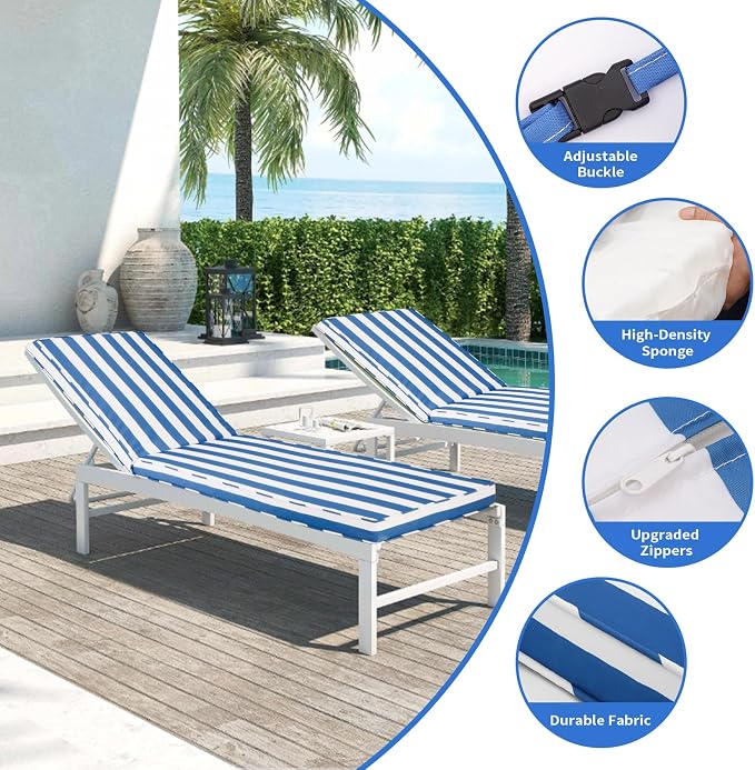 Outdoor Chaise Lounge Cushions for Patio, Waterproof Replacement Seat Cushions - Image 5