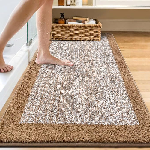 60x24 Long Bathroom Rugs Washable Non Slip, Coffee Bath Mat - Image 2