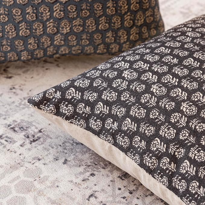 Foindtower Set of 2 Decorative Vintage Floral Print Throw Pillow Covers Neutral - Image 3