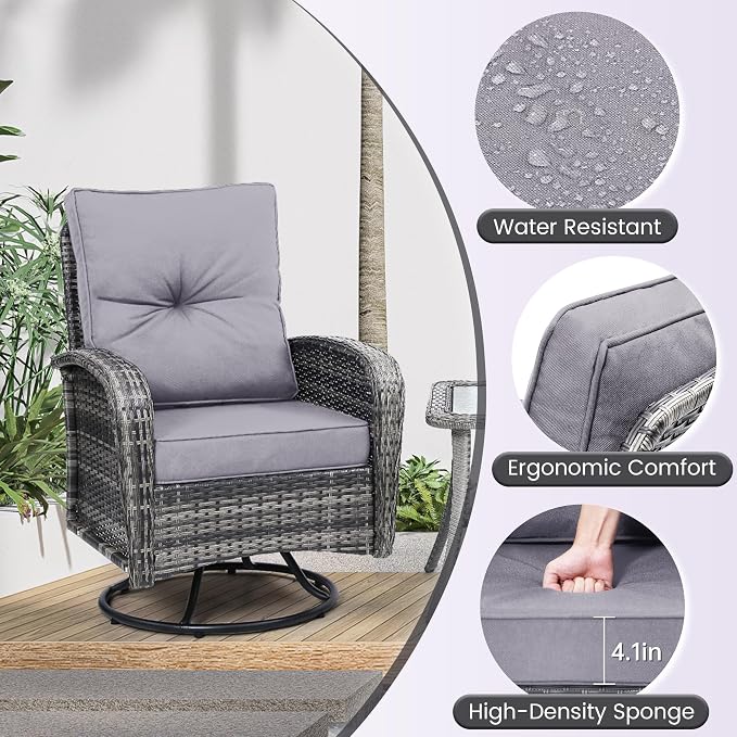 wildformers Luxury Outdoor Swivel Wicker Glider Patio Chairs - Image 6