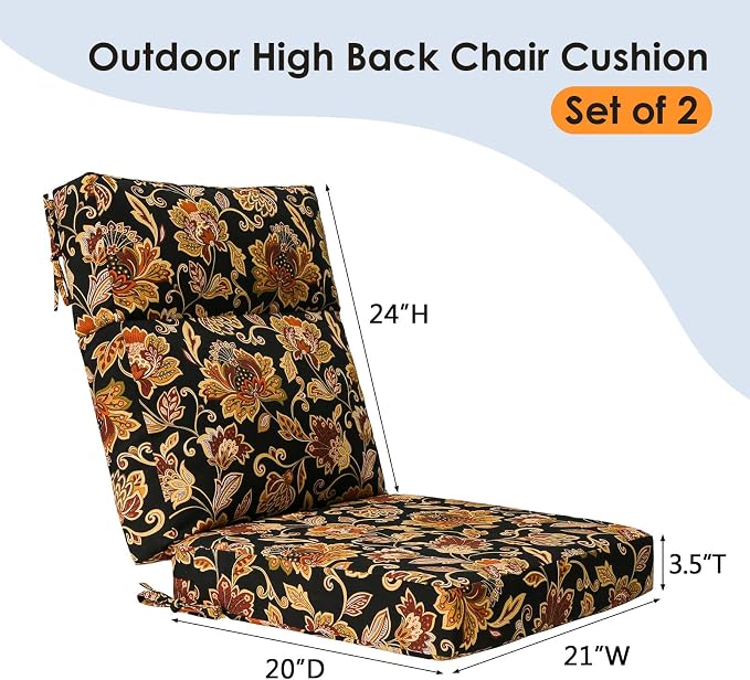 Unimatta Outdoor High Back Chair Cushion Seat Pads, 44 x 21 Inch - Image 5