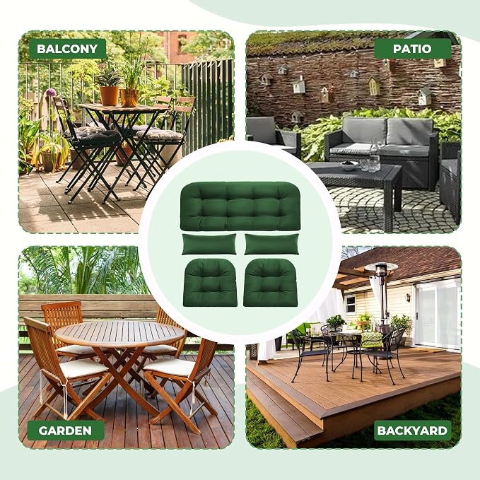 Wicker Chair Cushions of 5 Pieces, Waterproof Outdoor Loveseat Cushion - Image 6