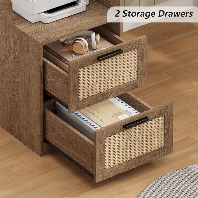 YOMILUVE 63" Farmhouse L Shaped Executive Desk - Image 5