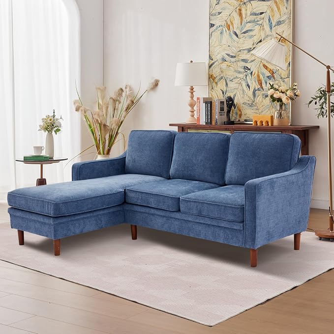 Kingfun 88" L-Shape Sofa, Chenille Sectional Couch, Mid Century Modern Couches by KINGFUN-Anexcitingoption