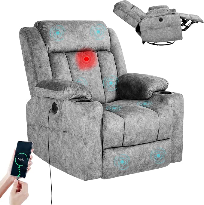LEVELEVE Retro Rocking Recliner Chair, Massage Rocker Recliner Chair by Enjoyyourlife