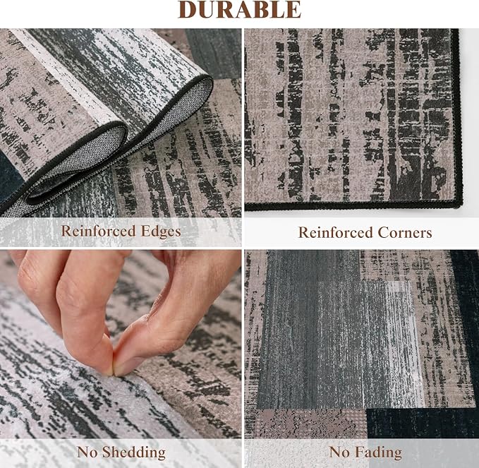 LIANLAM 4x6 Washable Area Rugs for Living Room and Bedroom, Vintage Checkered - Image 9