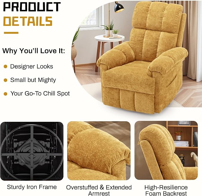 Korser Recliner Chair, Swivel Rocker Recliner Chair - Image 5