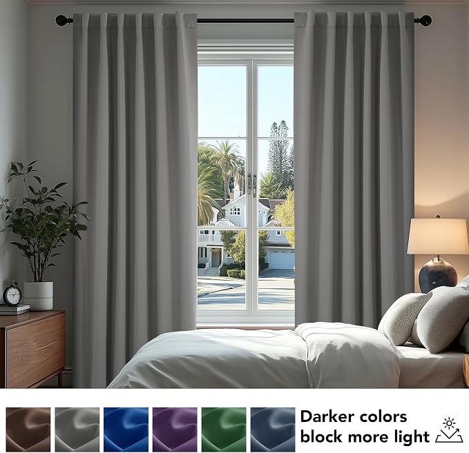 Deconovo Blackout Curtains, Thermal Insulated, W42 x L72 2 Panels, Back Tab - Image 4