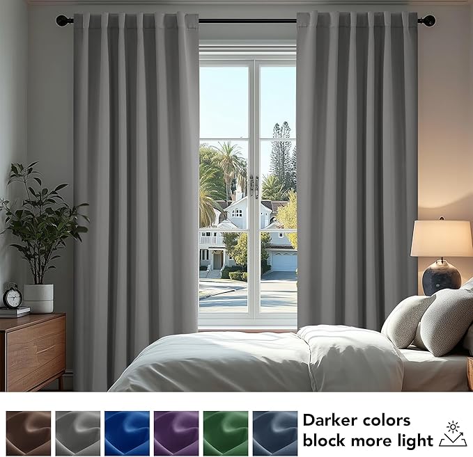 Deconovo Blackout Curtains, Thermal Insulated, W70 x L63 2 Panels, Back Tab - Image 4
