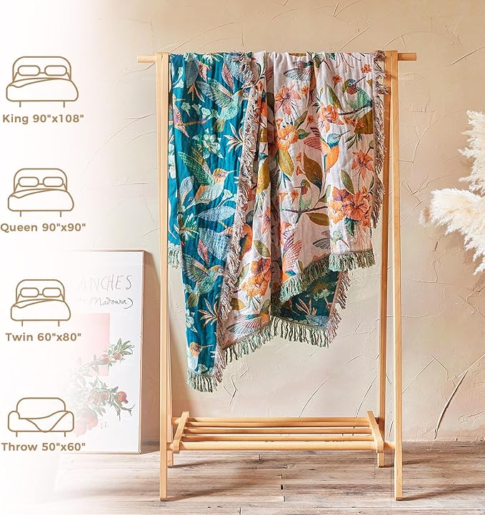LUTBM Boho Throw Blanket for Bed Cotton Blankets Twin Size for Bedroom Living - Image 6