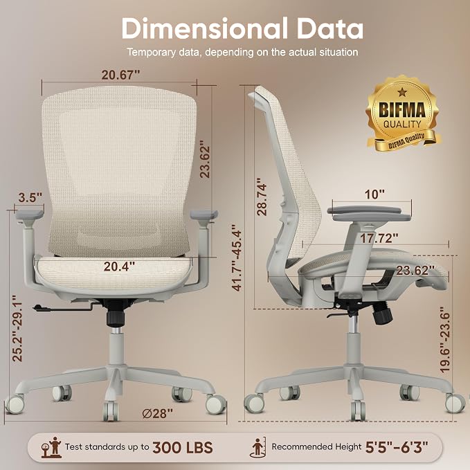 ELABEST Mesh Office Chair, Ergonomic Computer Desk Chair, Sturdy Task Chair- - Image 3