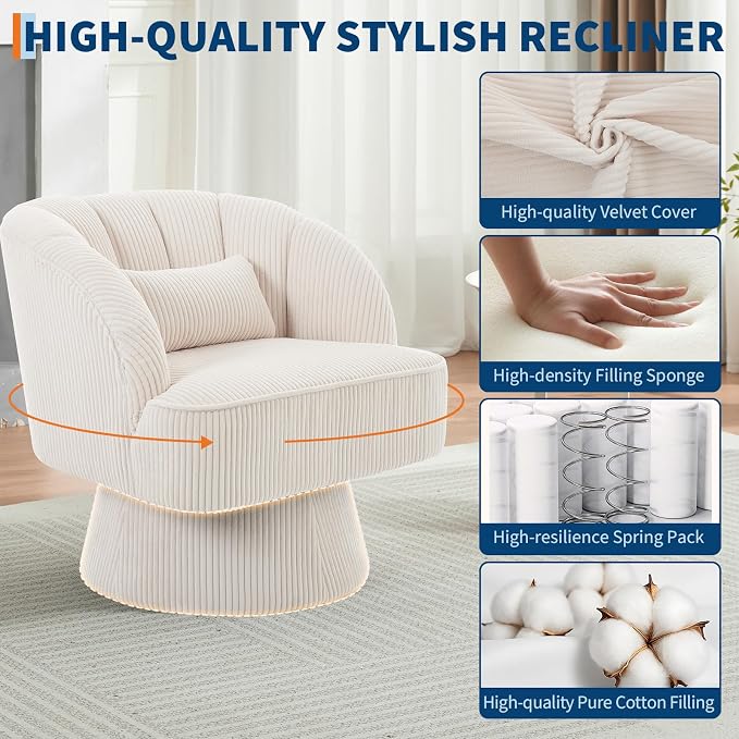 Garvee Ultra-Plush Swivel Accent Chair, 360° Barrel Lounge Chair - Image 4