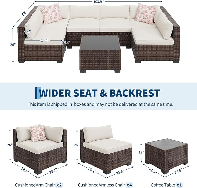 GAOMON Patio Furniture Sets, 7-Piece Outdoor Sectional Sofa Set - Image 2