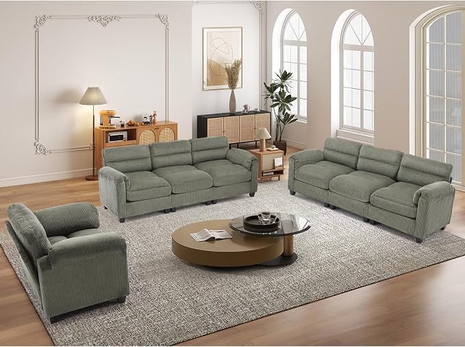HAOMARKETS Corduroy Sofa Set, Upholstered Armchair and 3-Seater Sofa Sofa Set - Image 6