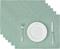 BALCONY & FALCON Placemats Set of 6 Faux Linen Cloth Place Mats Washable by BALCONYFALCON