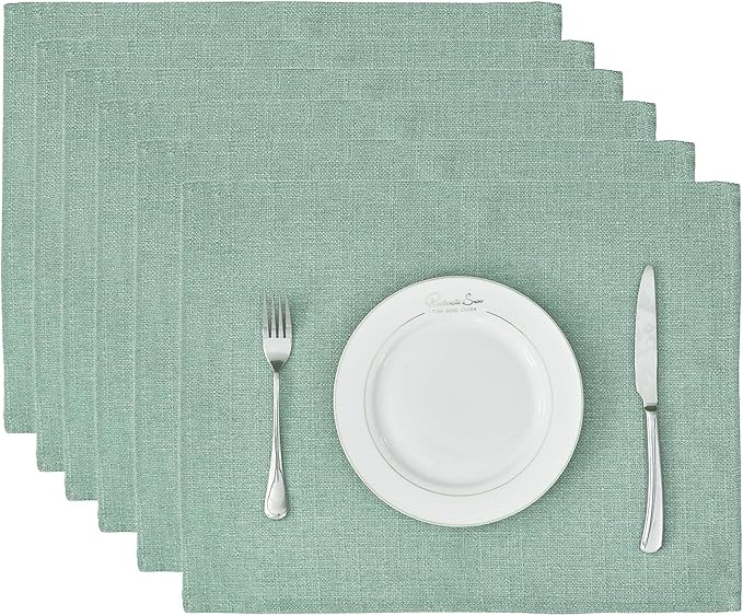 BALCONY & FALCON Placemats Set of 6 Faux Linen Cloth Place Mats Washable by BALCONYFALCON