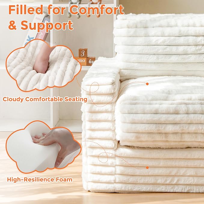 MAXYOYO Kids Bean Bag Chair, Comfy Faux Fur Bean Bag Sofa - Image 5