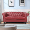LEVNARY Leather Sofa, Chesterfield Tufted Upholstered 2 Seater Couch, Modern by LEVNARY