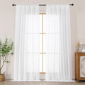 Chyhomenyc White Semi Sheer Curtains 96 Inches Long 2 Panels by Chyhomenyc
