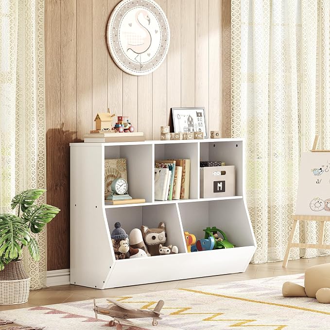 HOOBRO Kids Bookshelf, Bookcase Footboard, Toy Storage Cubby, Children's Toy - Image 6