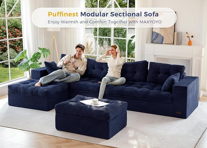 MAXYOYO 132" U Shaped Modular Sectional Sofa - Image 3