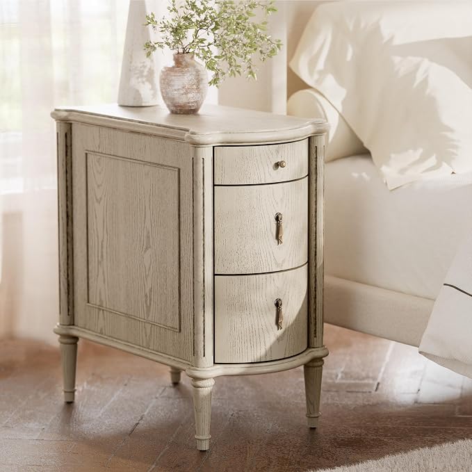 STO'SENSE Nightstand w/Charging Station & 3 Drawers, Pre-Assembled, Vintage by STOSENSE