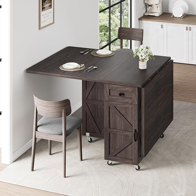 Jocoevol Space Saving Folding Dining Table, Farmhouse Foldable Dining Table - Image 4