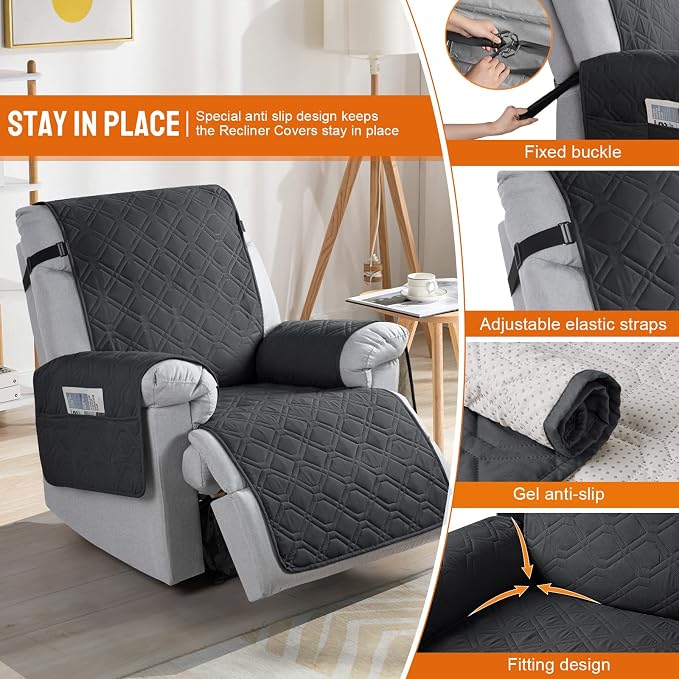 VANSOFY 100% Waterproof Recliner Chair Covers, Recliner Cover Non-Slip Dog - Image 3