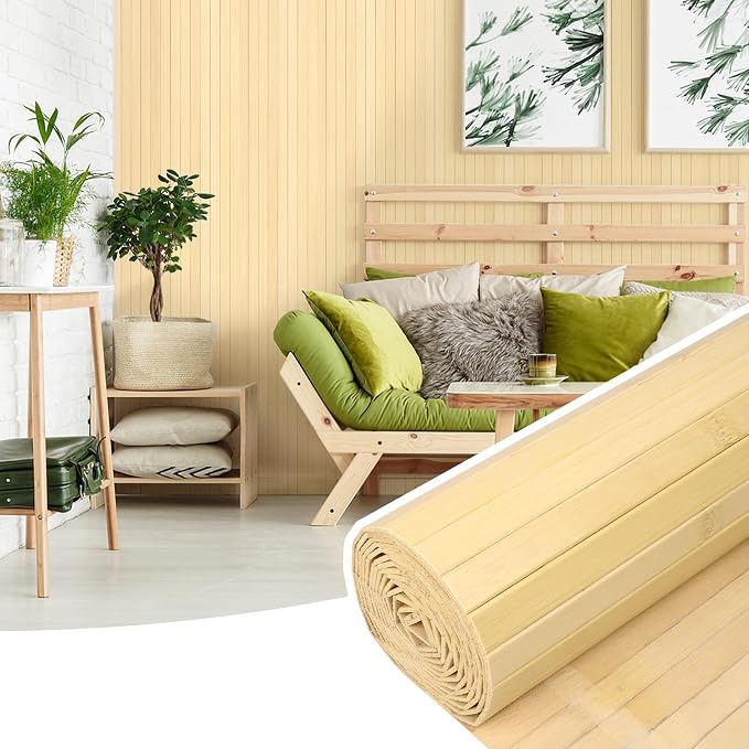 2 Pack Bamboo Wall Panel for Interior Wall Decor, Renewable Pole Wrap by Inchoco