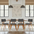 Armen Living Jaguar Mid-Century Dining Chair in Walnut Wood and Charcoal Fabric by ArmenLiving