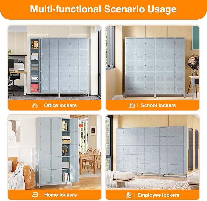 Metal Locker with 15 Doors Employees Locker, Metal Storage Locker with Hooks - Image 7
