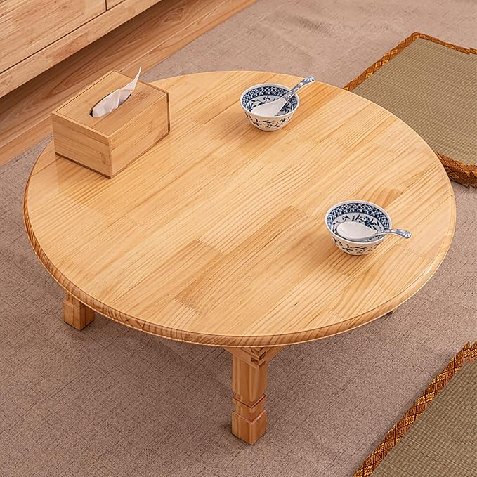 Folding Round Table, Korean Solid Wood Dining Table/Study Table/Coffee - Image 6
