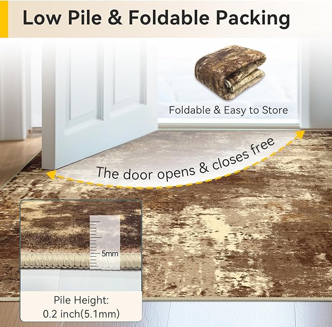 Washable Area Rugs 2'x8' Non-Slip Modern Abstract Soft - Image 8