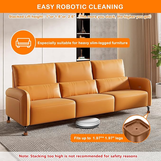 Furniture Risers Adjustable Bed Risers Heavy Duty Lifts Height 2", Square - Image 3