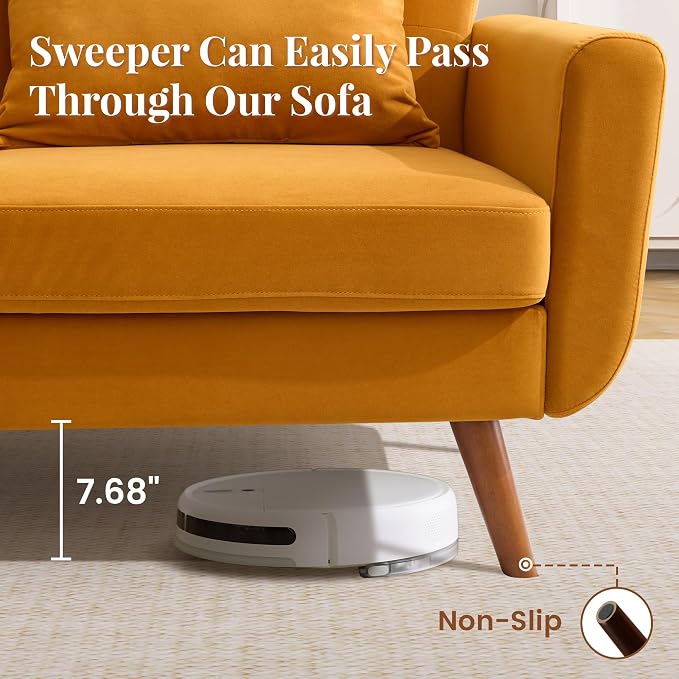 Tbfit 65" W Loveseat Sofa, Velvet Mid Century Modern Love Seat Couches - Image 6
