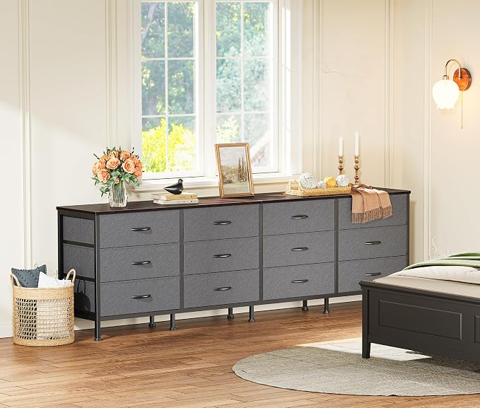 Huuger 70 Inch Dresser for Bedroom, TV Stand for 65, 80 Inch TV, 12 Drawer Long - Image 9
