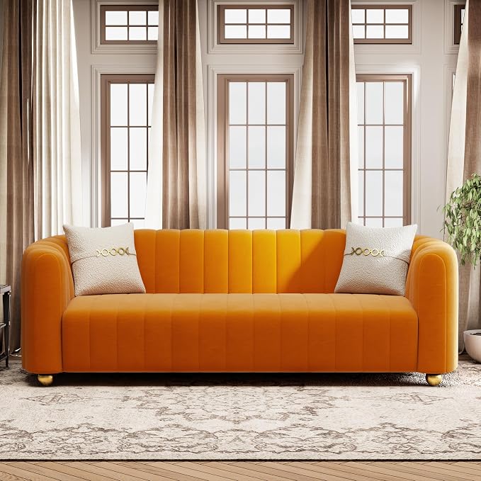 KEAI 83.46" Velvet Couch for Living Room Large Modern Sofa by yunqishiHOME