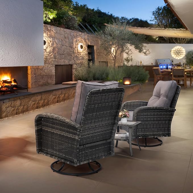 wildformers Luxury Outdoor Swivel Wicker Glider Patio Chairs - Image 8