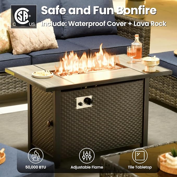 ovios 7 Pieces Patio Furniture Set, Outdoor Wicker Sofa Couch - Image 5