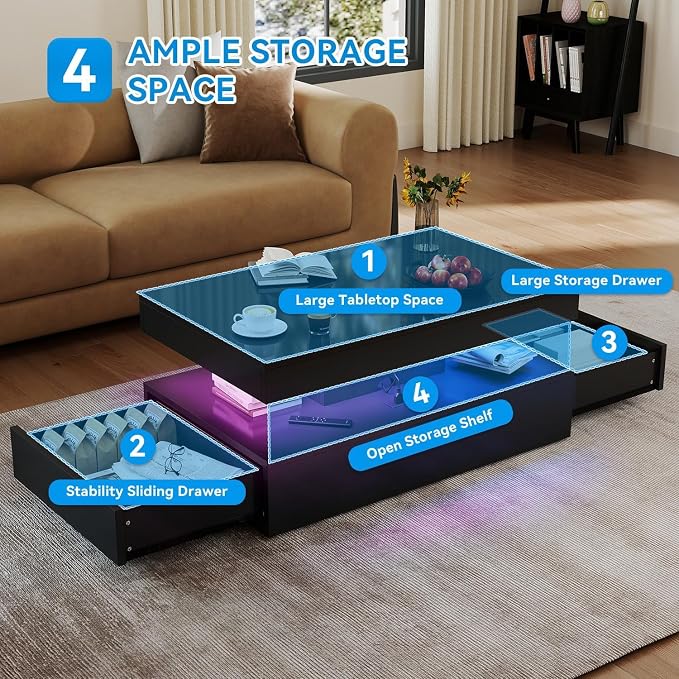 4-Piece Modern Living Room Table Set, Includes High Gloss 70" Fireplace TV Stand - Image 7