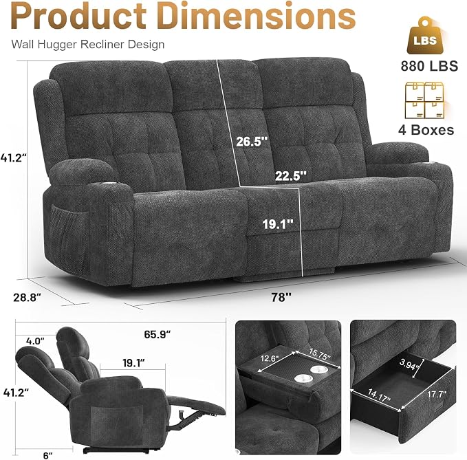 3-Seater Reclining Loveseat Sofa - Image 2
