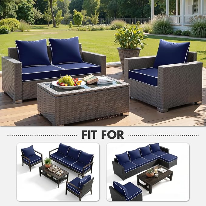 MIULEE Navy Outdoor Seat Cushion 22x24 Inch Waterproof & 3 Year Fade Resistant - Image 5
