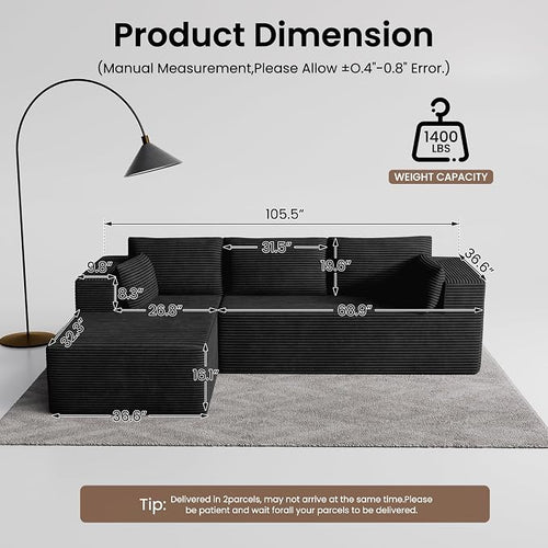 106" Cloud Sectional Boneless Couches - Image 2