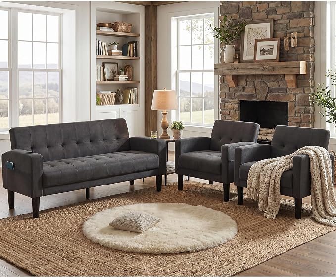 TYBOATLE Sofa Couch, Living Room Furniture Sectional Sofa Sets of 3 Pcs by TYBOATLE