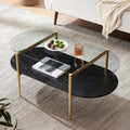 LumFurn Oval Glass Coffee Table, Mid-Century Modern Design, L41 x W21 x H17 inch by LumFurn