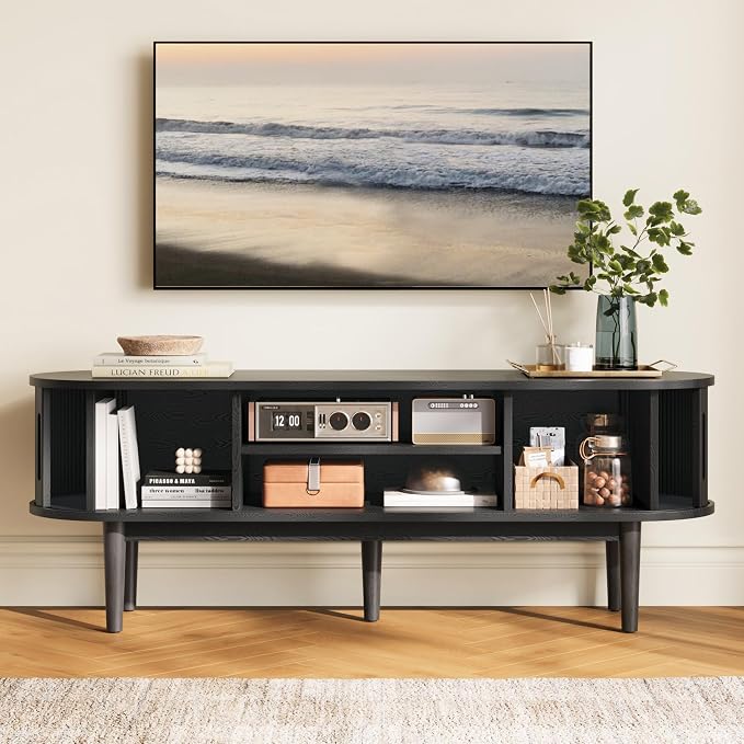 LINSY HOME 58" Fluted TV Stand for TVs up to 65 Inch, Mid Century Modern - Image 4